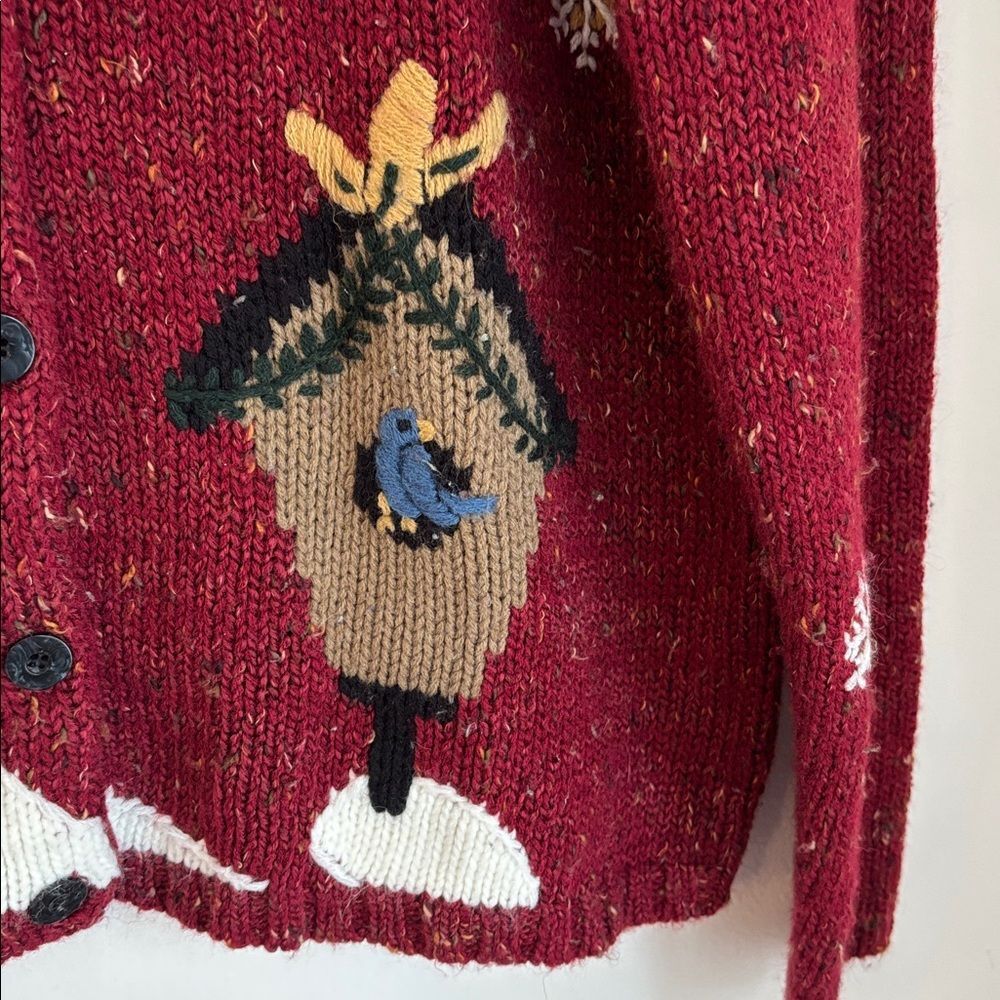 Vintage 2001 Christopher & Banks Festive Hand Embroidered Cardigan Sweater large - Picture 5 of 11